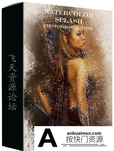 [PS动作下载]水彩飞溅PS动作 Watercolor Splash Photoshop Action(附教程)