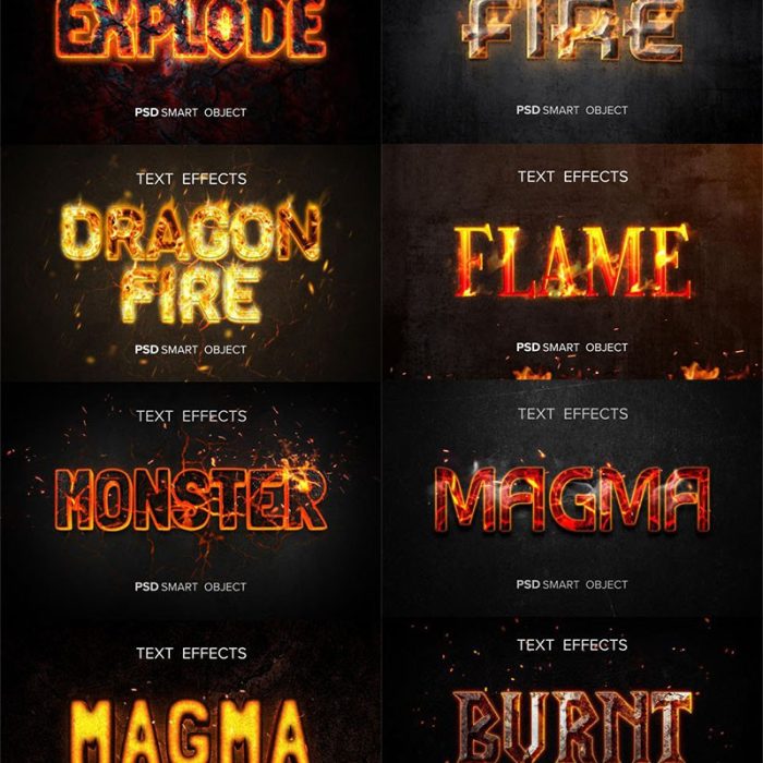 [经典样式][插件发布]8个火焰燃烧文本效果PS样式 8 Fire Text Effects Templates for Photoshop