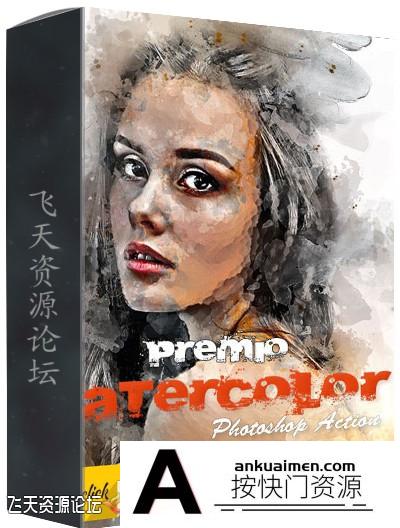 [PS动作下载]水彩特效PS动作 Premio Watercolor Photoshop Action(附教程)