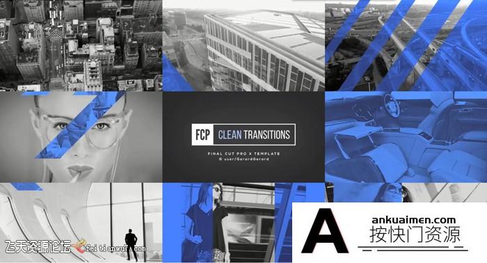[FCPX发生器]Transitions FCPX转场插件36组简洁图形公司企业商务转场动画
