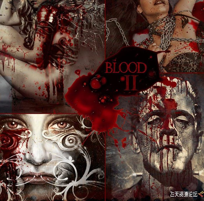 [特效创意笔刷][插件发布]Rons 120组立体喷溅血迹流淌效果PS笔刷(Rons Blood II Brushes)
