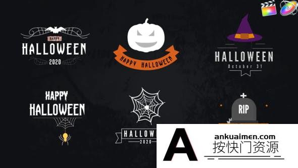[FCPX发生器]FCPX插件-万圣节文字标题字幕动画 Halloween Titles Pack