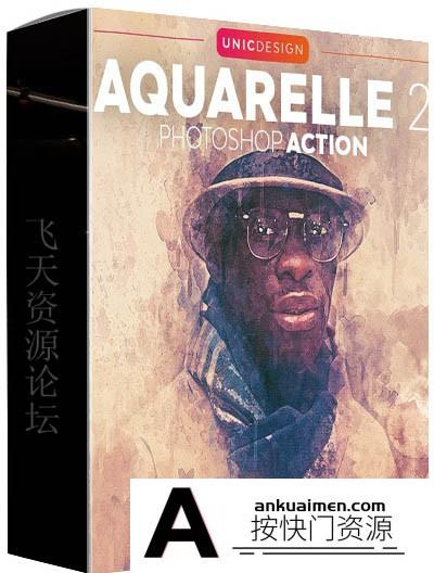 [PS动作下载]水彩画特效PS动作下载 Aquarelle 2 Photoshop Action-附视频教程
