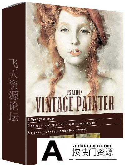 [PS动作下载]复古画家PS动作 Vintage Painter Photoshop Action(附视频教程)