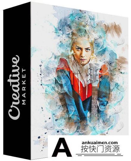 [PS动作下载]经典水彩艺术效果PS动作 Classic Watercolor Art PS Action附视频教程