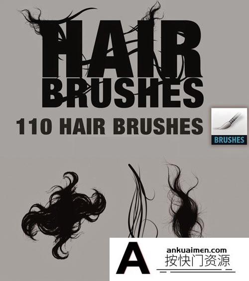 [人物化妆笔刷][插件发布]110组人像精修头发毛发PS笔刷合集 Hair Brushes Collection