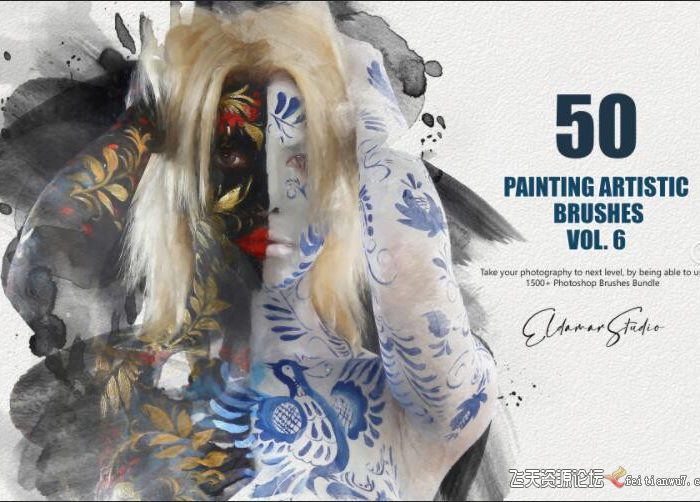 [CG绘画笔刷][插件发布]50 种绘画艺术画笔PS笔刷包-50 Painting Artistic Brushes – Vol.6