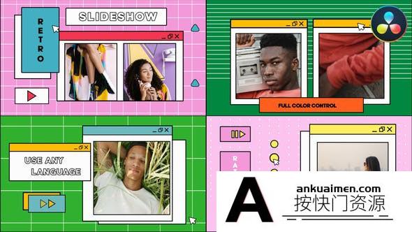[DaVinci Resolve模板][教程发布]DaVinci Resolve复古弹出窗口幻灯片模板 Retro Pop Ups Slideshow
