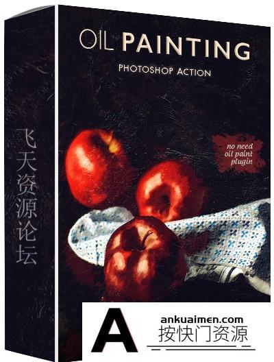 [PS动作下载]逼真专业油画效果PS动作 Oil Painting Photoshop Action(附视频教程)