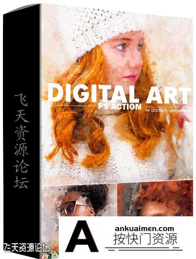 [PS动作下载]数字绘画PS动作 Digital Art Photoshop Action(附视频教程)