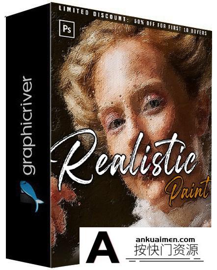 [PS动作下载]高端逼真写实绘画效果Photoshop动作 Realistic Painting – Photoshop Action