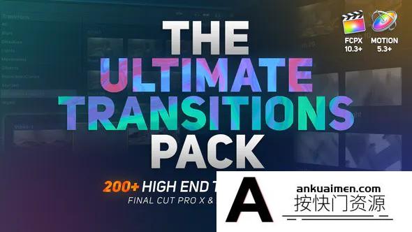 [FCPX发生器]FCPX插件-205个光效火焰水墨烟雾图形故障失真视差漫画转场