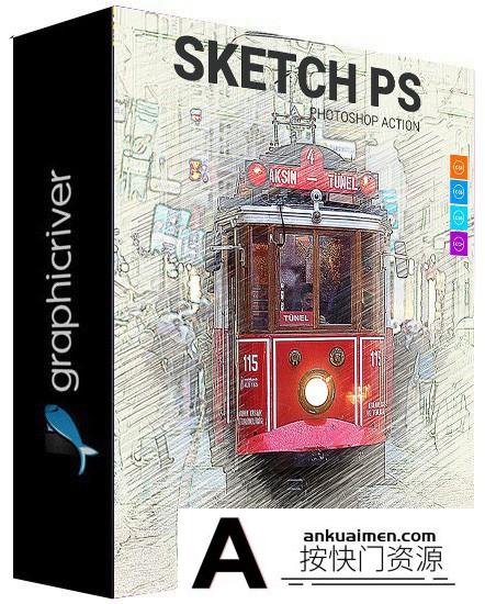 [PS动作下载]PS动作-高端逼真素描PS动作 Sketch ps Photoshop Action (附视频教程)