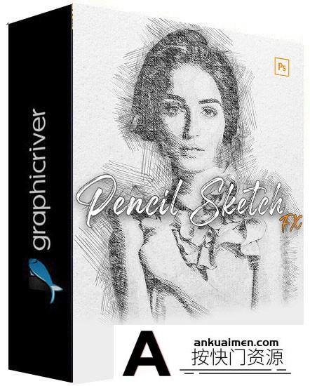 [PS动作下载]铅笔素描 FX PS动作 Pencil Sketch Fx – Photoshop Action 附视频教程