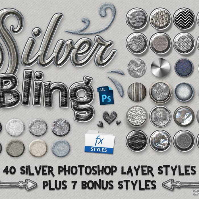 [金属样式][插件发布]高端银质与彩虹星光层PS样式  Silver Bling Photoshop Layer Styles
