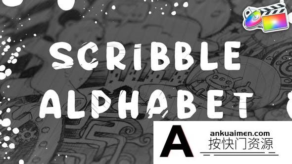 [FCPX发生器]FCPX插件-卡通手绘流体元素字母表动画 Scribble Alphabet