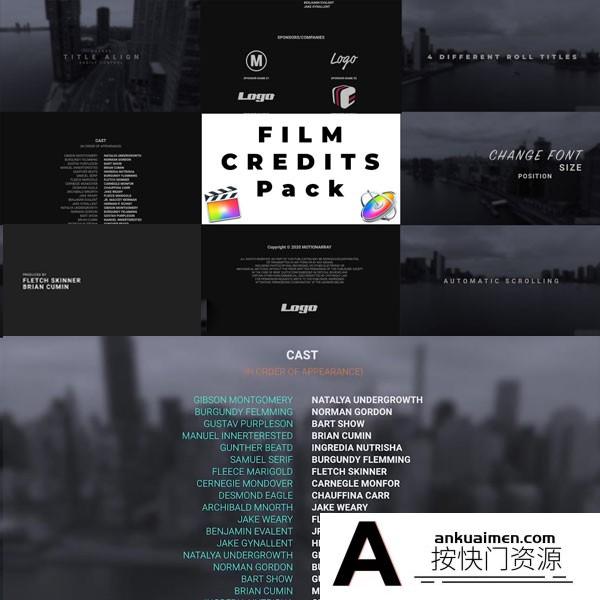 [FCPX发生器]FCPX插件：电影演员表片尾字幕动画预设