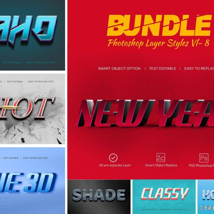 [3D样式]真正3D文本图层样式合集 3D Bundle Photoshop Layer Style