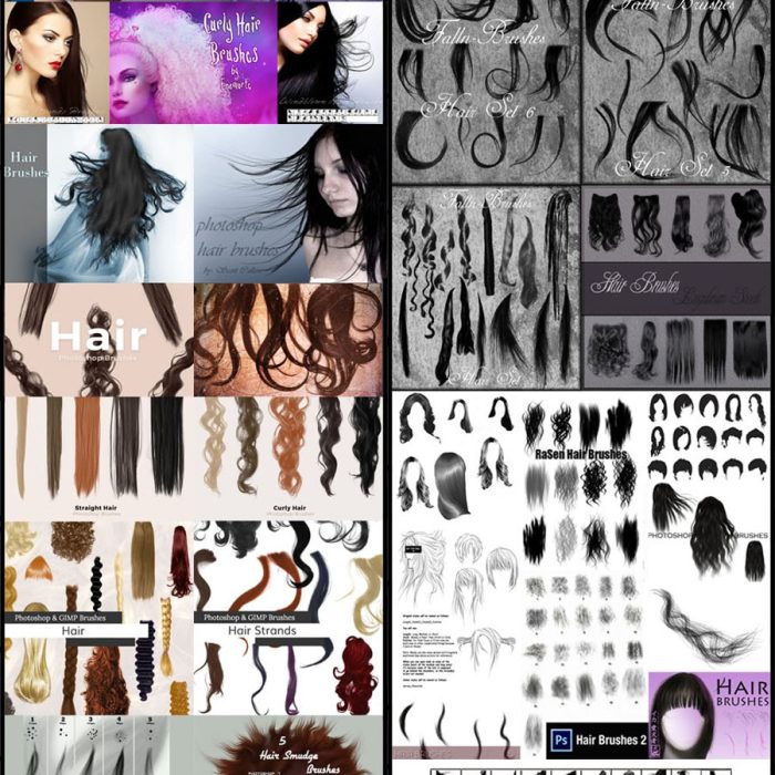 [人物化妆笔刷][插件发布]25套头发毛发PS笔刷大合集 25 Fascinating Hair Brushes Bundle
