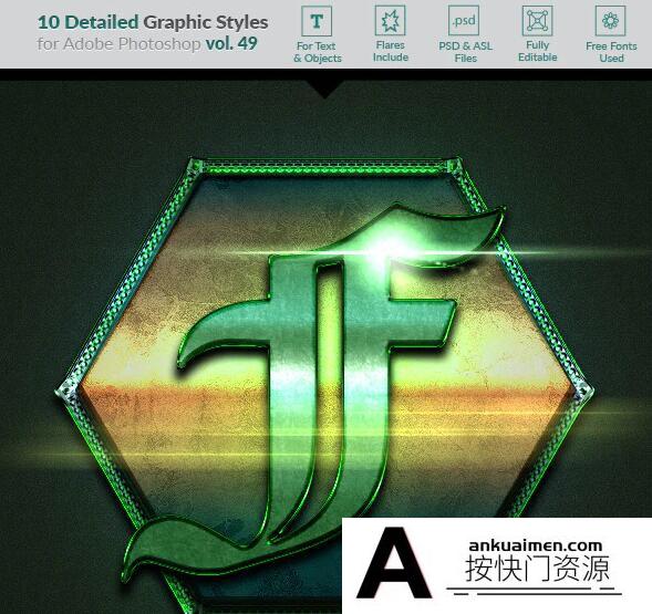 [3D样式][插件发布]10个3D金属文本样式 10 Text Effects Vol. 49