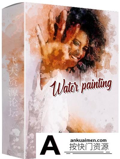 [PS动作下载]逼真水彩画PS动作 Water Painting GM Action