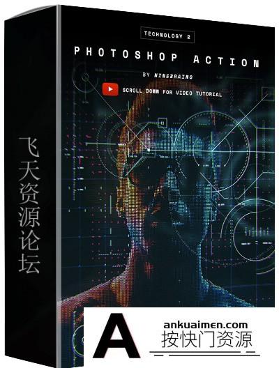 [PS动作下载]人工智能科技虚幻PS动作 Technology 2 Photoshop Action