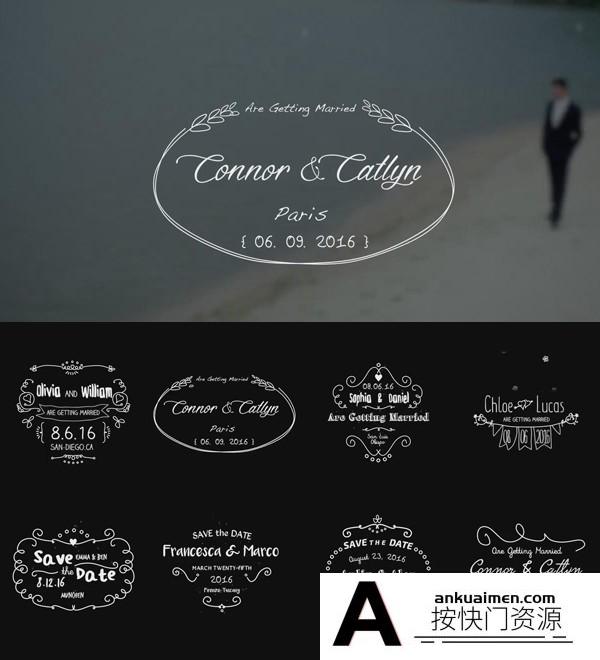 [FCPX发生器]FCPX插件：8组卡通手绘婚礼文字标题动画字幕预设