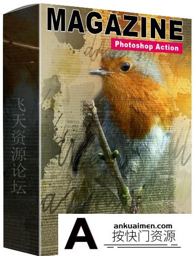 [PS动作下载]PS动作-杂志叠加合成效果PS动作 Magazine – Photoshop Action