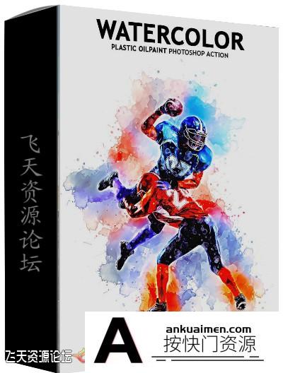 [PS动作下载]水彩塑料油漆飞溅PS动作 Watercolor Plastic Oilpaint Photoshop Action