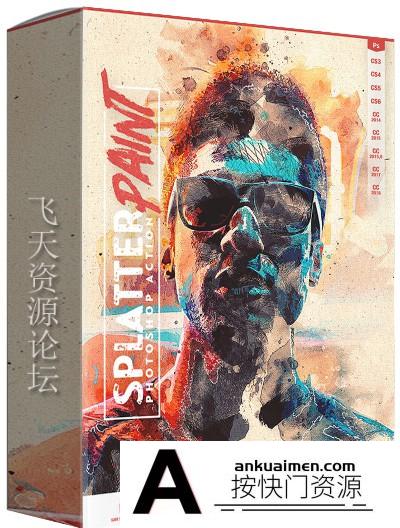 [PS动作下载]油漆飞溅PS动作 Splatter Paint Photoshop Action