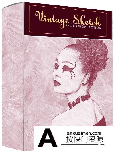 [PS动作下载]复古素描PS动作 Vintage Sketch Photoshop Action
