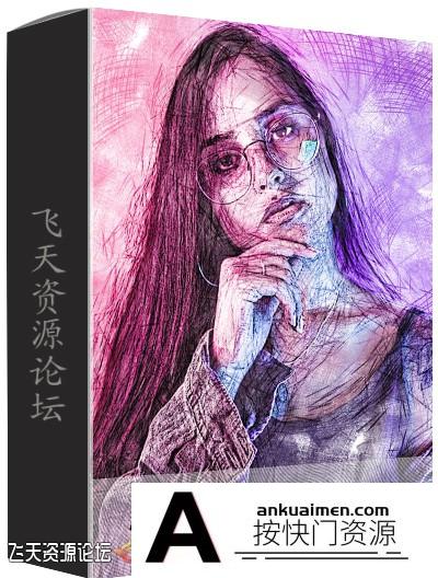 [PS动作下载]艺术素描PS动作 Artistic Sketch Photoshop Action(附视频教程)