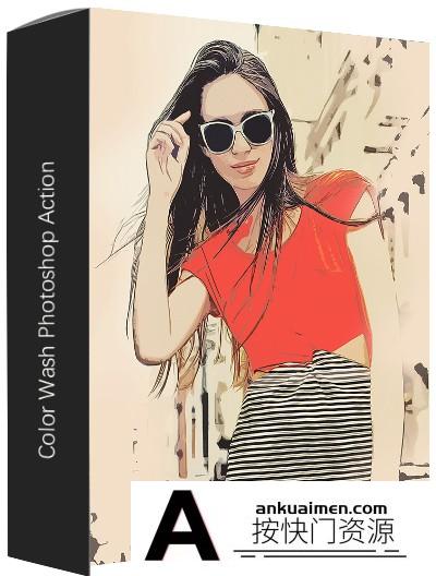 [PS动作下载][插件发布]色彩冲洗效果PS动作 Color Wash Photoshop Action(附视频教程)