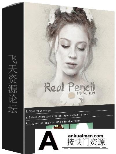 [PS动作下载]真正的铅笔绘画PS动作 Real Pencil Photoshop Action(附视频教程)
