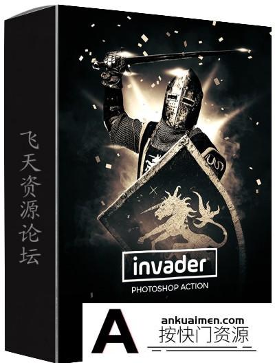 [PS动作下载]入侵者电影海报广告PS动作 Invader Photoshop Action(附视频教程)