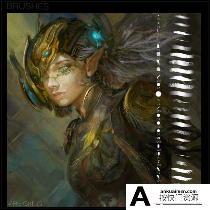 [CG绘画笔刷][插件发布]女性战士系列PS插画笔刷包-CG绘画笔刷，插画笔刷