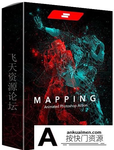 [PS动作下载]人体映射特效PS动作(GIF动画) Gif Animated Mapping Action附视频教程