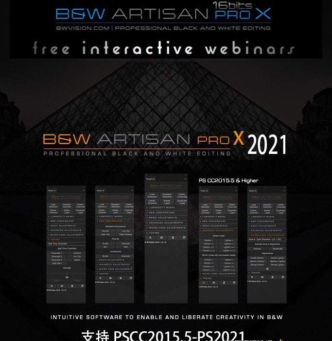 [PS扩展面板][插件发布]BW Artisan Pro X 2021汉化版|Joel Tjintjelaar风光黑白明度蒙版扩展插件