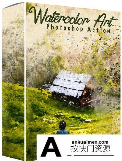 [PS动作下载]水彩艺术绘画Photoshop动作 Watercolor Art Photoshop Action
