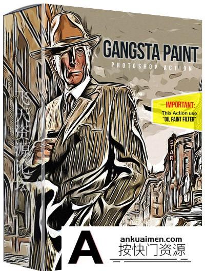 [PS动作下载]油漆绘画PS动作 Gangsta Paint – Photoshop Action (附教程)