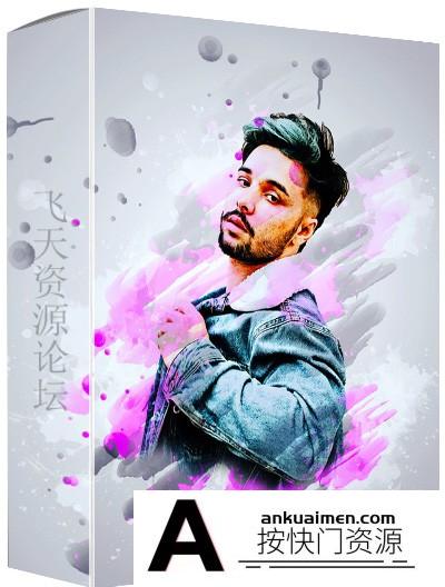 [PS动作下载]固体水彩艺术肖像Photoshop 动作 Solid Watercolor Photoshop Action