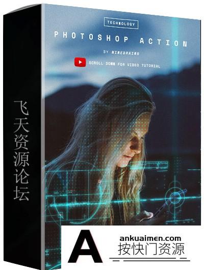[PS动作下载]人工智能科技虚幻PS动作 Technology Photoshop Action