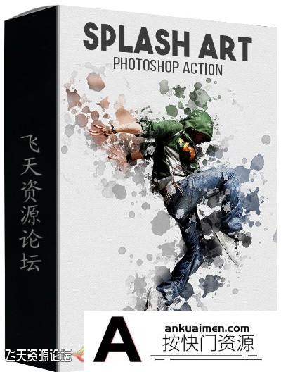 [PS动作下载]水彩泼溅飞溅PS动作 Splash Art Photoshop Action(附教程)