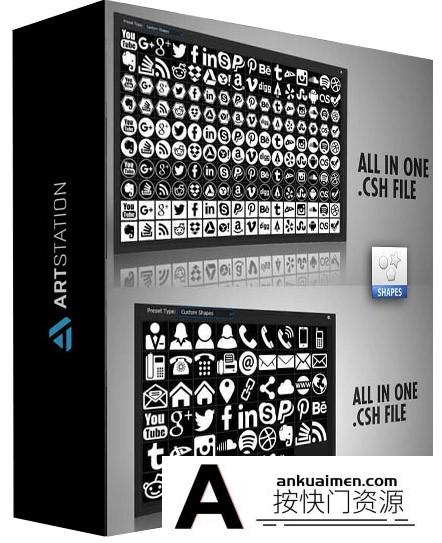 [PS形状下载]PS形状-1400+PS形状大合集  Custom Shapes Collection for Photoshop