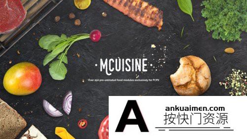 [FCPX标题字幕]FCPX插件-276个食物餐具水果蔬菜肉类动画预设 MotionVFX mCuisine