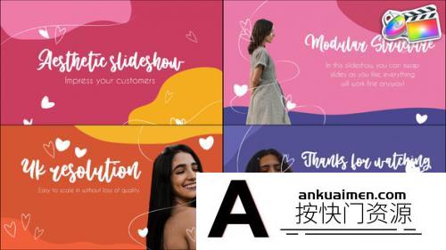 [FCPX发生器]FCPX插件-社交媒体彩色幻灯片展示效果 Aesthetic Colorful Slideshow