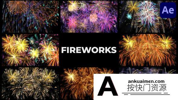 [Premiere预设]PR预设-8组新年烟花爆炸烟火视频素材 Fireworks