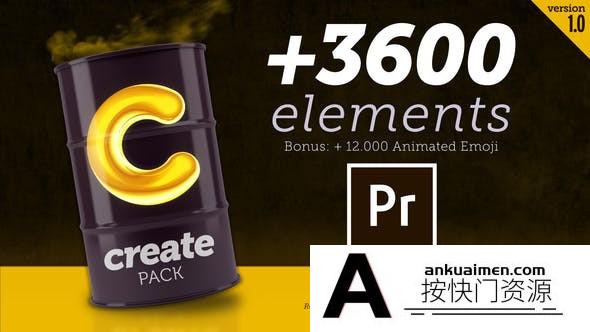 [Premiere预设]PR脚本预设包-3600+排版字幕标题背景转场Create Pack for Premiere