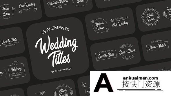 [Premiere标题]PR婚礼模版-45种婚礼文字标题模版 Wedding Titles