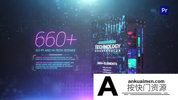 [Premiere模板]PR脚本-660种高科技HUD信息图形UI界面场景动画特效预设包
